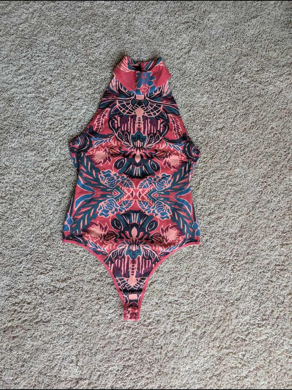 Free People Pink Multiprint Bodysuit
